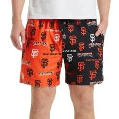 Men's San Francisco Giants Concepts Sport Black/Orange Breakthrough AOP Knit Split Shorts
