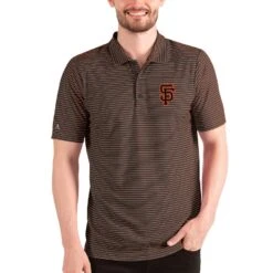 Men's San Francisco Giants Antigua Heathered Black/Orange Esteem Polo