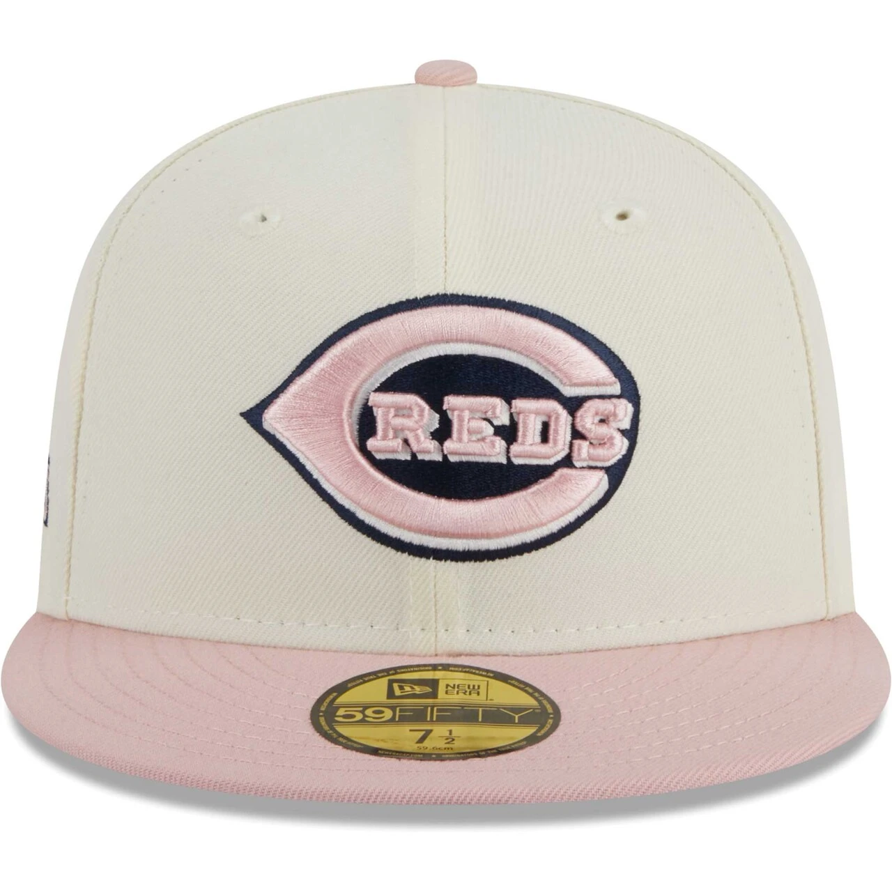 Men's Cincinnati Reds New Era Cream/Pink Chrome Rogue 59FIFTY Fitted Hat 4 Men's Cincinnati Reds New Era Cream/Pink Chrome Rogue 59FIFTY Fitted Hat - Image 2
