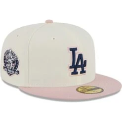 Men's Los Angeles Dodgers New Era White/Pink Chrome Rogue 59FIFTY Fitted Hat