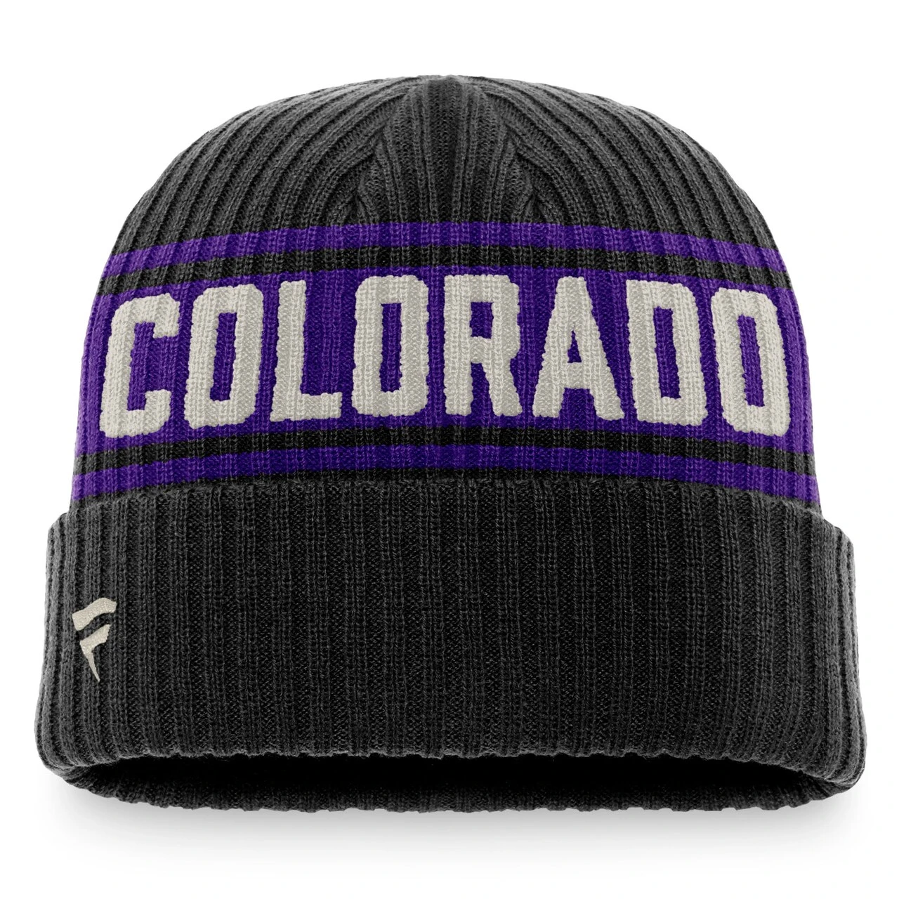 Men's Colorado Rockies Fanatics Branded Black/Purple True Classic Retro Cuffed Knit Hat 4 Men's Colorado Rockies Fanatics Branded Black/Purple True Classic Retro Cuffed Knit Hat - Image 2