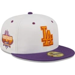 Men's Los Angeles Dodgers New Era White/Purple 40th Anniversary At Dodger Stadium Grape Lolli 59FIFTY Fitted Hat
