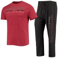 Men's Arizona Diamondbacks Concepts Sport Black/Red Meter T-Shirt And Pants Sleep Set