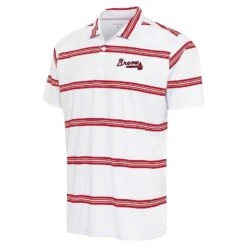 Men's Atlanta Braves Antigua White/Red Groove Polo