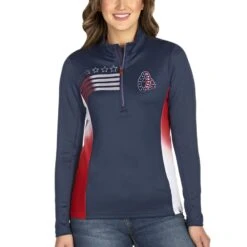 Women's Baltimore Orioles Antigua Navy/Red Liberty Quarter-Zip Pullover Jacket