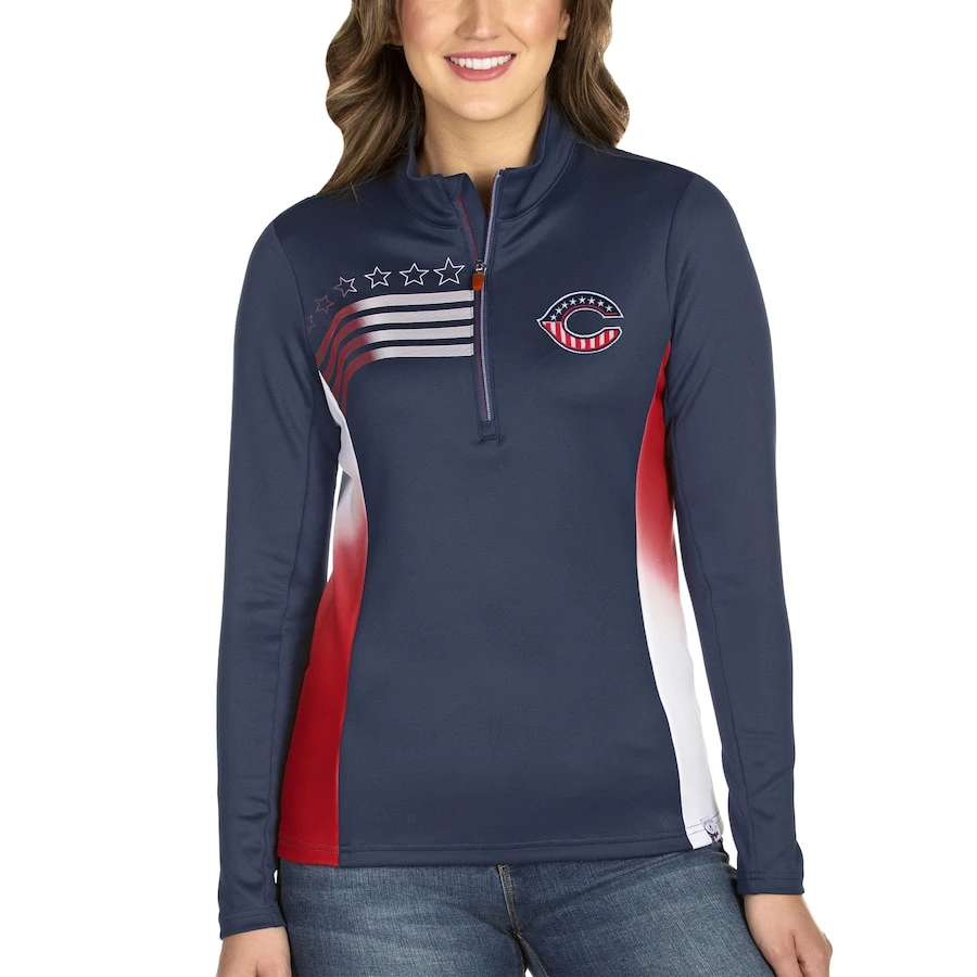 Women's Cincinnati Reds Antigua Navy/Red Liberty Quarter-Zip Pullover Jacket 3 Women's Cincinnati Reds Antigua Navy/Red Liberty Quarter-Zip Pullover Jacket