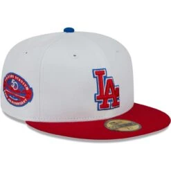Men's Los Angeles Dodgers New Era White/Red Undervisor 59FIFTY Fitted Hat