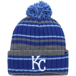 Men's Kansas City Royals '47 Gray/Royal Rexford Cuffed Knit Hat With Pom