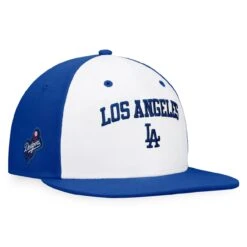 Men's Los Angeles Dodgers Fanatics Branded White/Royal Iconic Color Blocked Fitted Hat