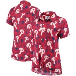 FOCO Women's Philadelphia Phillies Red/Royal Tonal Print Button-Up Shirt