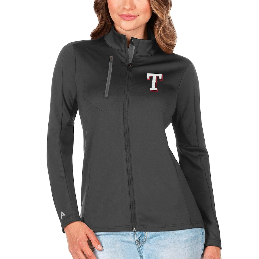 Women's Texas Rangers Antigua Charcoal/Silver Generation Full-Zip Jacket 3 Women's Texas Rangers Antigua Charcoal/Silver Generation Full-Zip Jacket