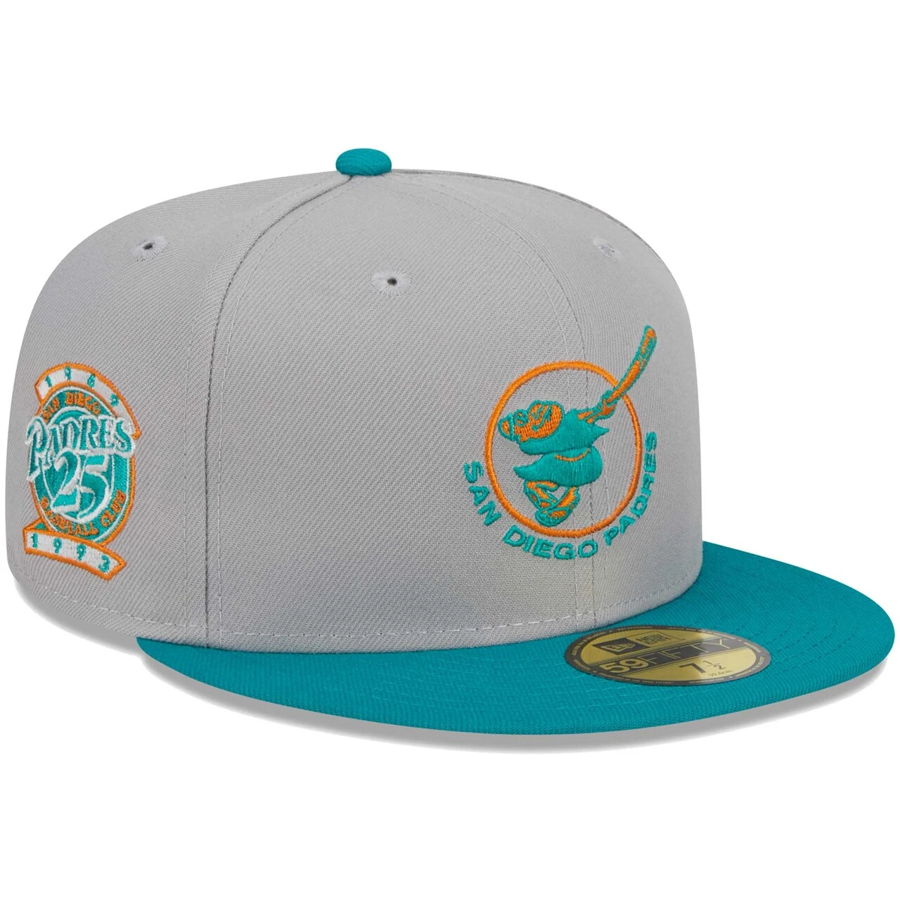 Men's San Diego Padres New Era Gray/Teal 59FIFTY Fitted Hat 3 Men's San Diego Padres New Era Gray/Teal 59FIFTY Fitted Hat