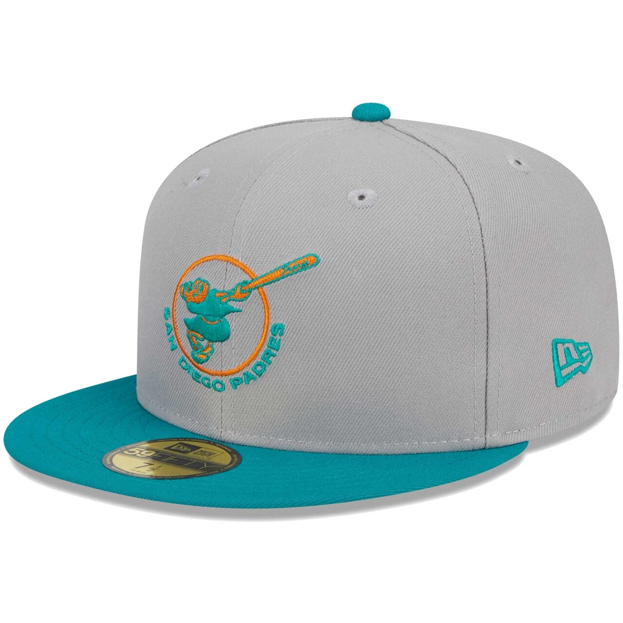 Men's San Diego Padres New Era Gray/Teal 59FIFTY Fitted Hat 5 Men's San Diego Padres New Era Gray/Teal 59FIFTY Fitted Hat - Image 3