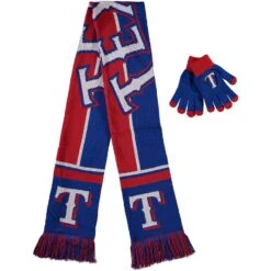 FOCO Texas Rangers Hol Gloves & Scarf Set
