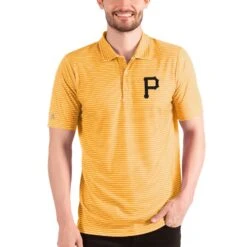 Men's Pittsburgh Pirates Antigua Gold/White Esteem Polo