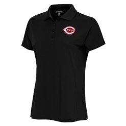 Women's Cincinnati Reds Antigua Black Logo Legacy Pique Polo