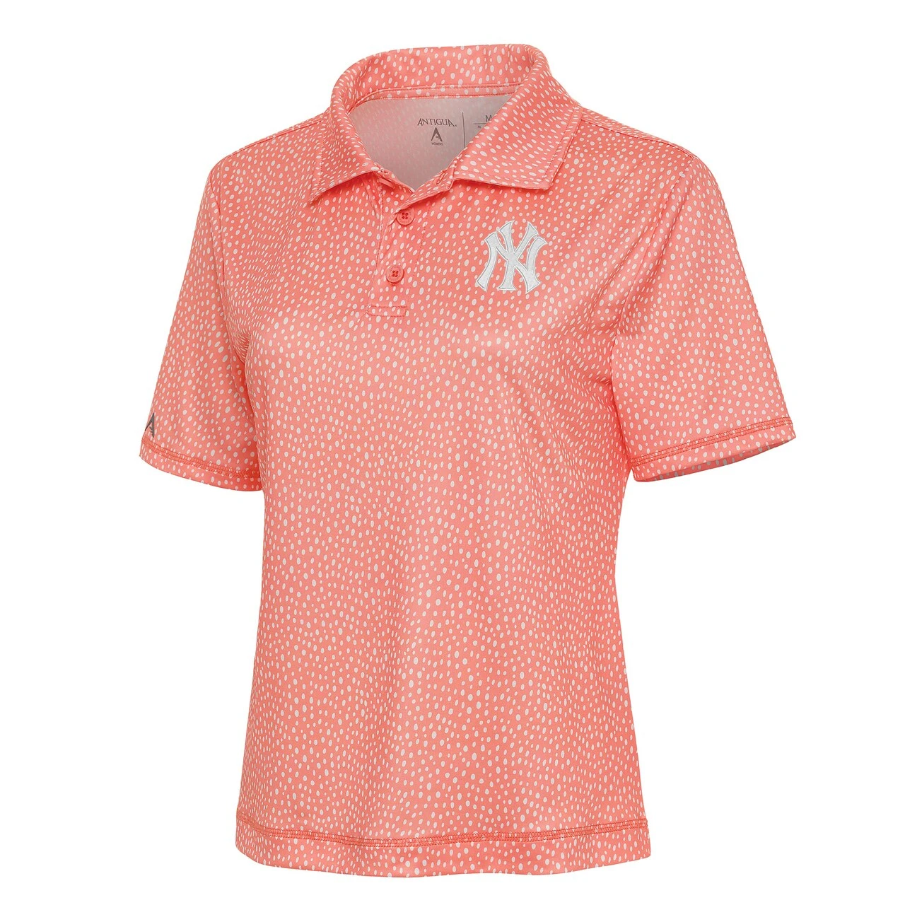 Women's New York Yankees Antigua Coral Tonal Feature Polo 3 Women's New York Yankees Antigua Coral Tonal Feature Polo