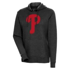 Women's Philadelphia Phillies Antigua Heather Black Action Pullover Hoodie