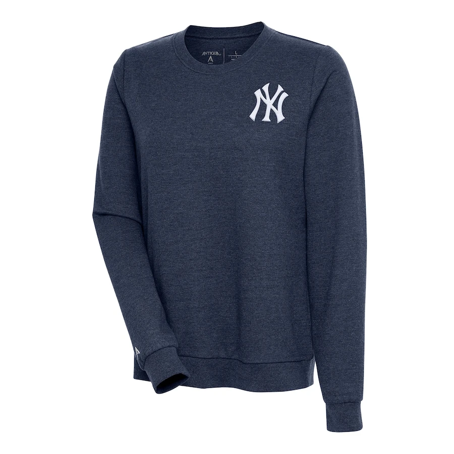Women's New York Yankees Antigua Heather Navy Action Crewneck Pullover Sweatshirt 3 Women's New York Yankees Antigua Heather Navy Action Crewneck Pullover Sweatshirt