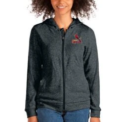 Women's Antigua Heathered Charcoal St. Louis Cardinals Team Absolute Full-Zip Hoodie