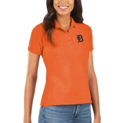 Women's Detroit Tigers Antigua Orange Legacy Pique Polo