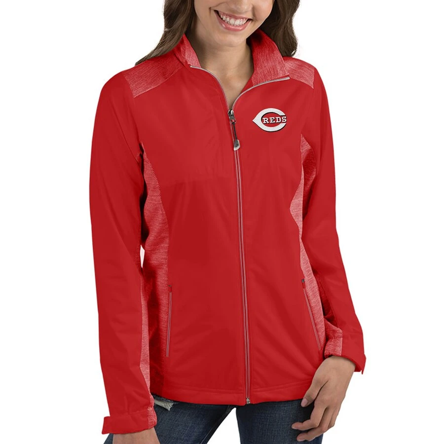 Women's Cincinnati Reds Antigua Red Revolve Full-Zip Jacket 3 Women's Cincinnati Reds Antigua Red Revolve Full-Zip Jacket