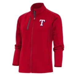 Women's Texas Rangers Antigua Red Logo Generation Full-Zip Jacket