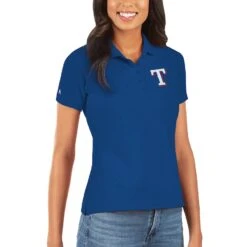Women's Texas Rangers Antigua Royal Legacy Pique Polo