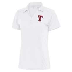 Women's Texas Rangers Antigua White Team Logo Tribute Polo