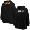 Profile Women's Baltimore Orioles Black Plus Size Lace-Up V-Neck Pullover Hoodie