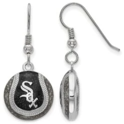 Women's Chicago White Sox Sterling Silver Enameled Baseball Earrings