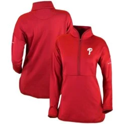 Women's Philadelphia Phillies Columbia Red Go For It Half-Zip Pullover Top