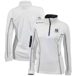 Women's New York Yankees Columbia White Omni-Wick Shotgun Quarter-Zip Pullover Top