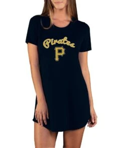 Women's Pittsburgh Pirates Concepts Sport Black Marathon Knit Nightshirt