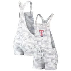 Women's Texas Rangers Concepts Sport Gray Camo Overall Romper