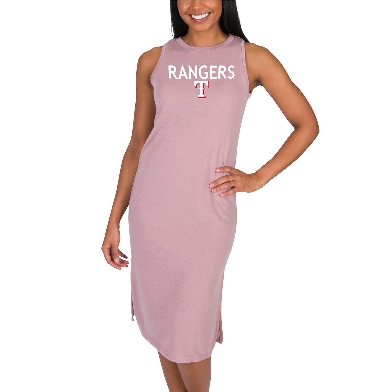 Women's Texas Rangers Concepts Sport Pink Astoria Nightdress 3 Women's Texas Rangers Concepts Sport Pink Astoria Nightdress