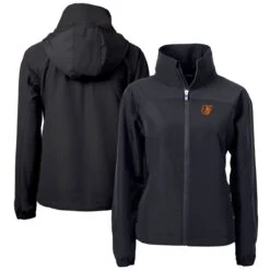 Women's Baltimore Orioles Cutter & Buck Black Charter Eco Recycled Full-Zip Jacket