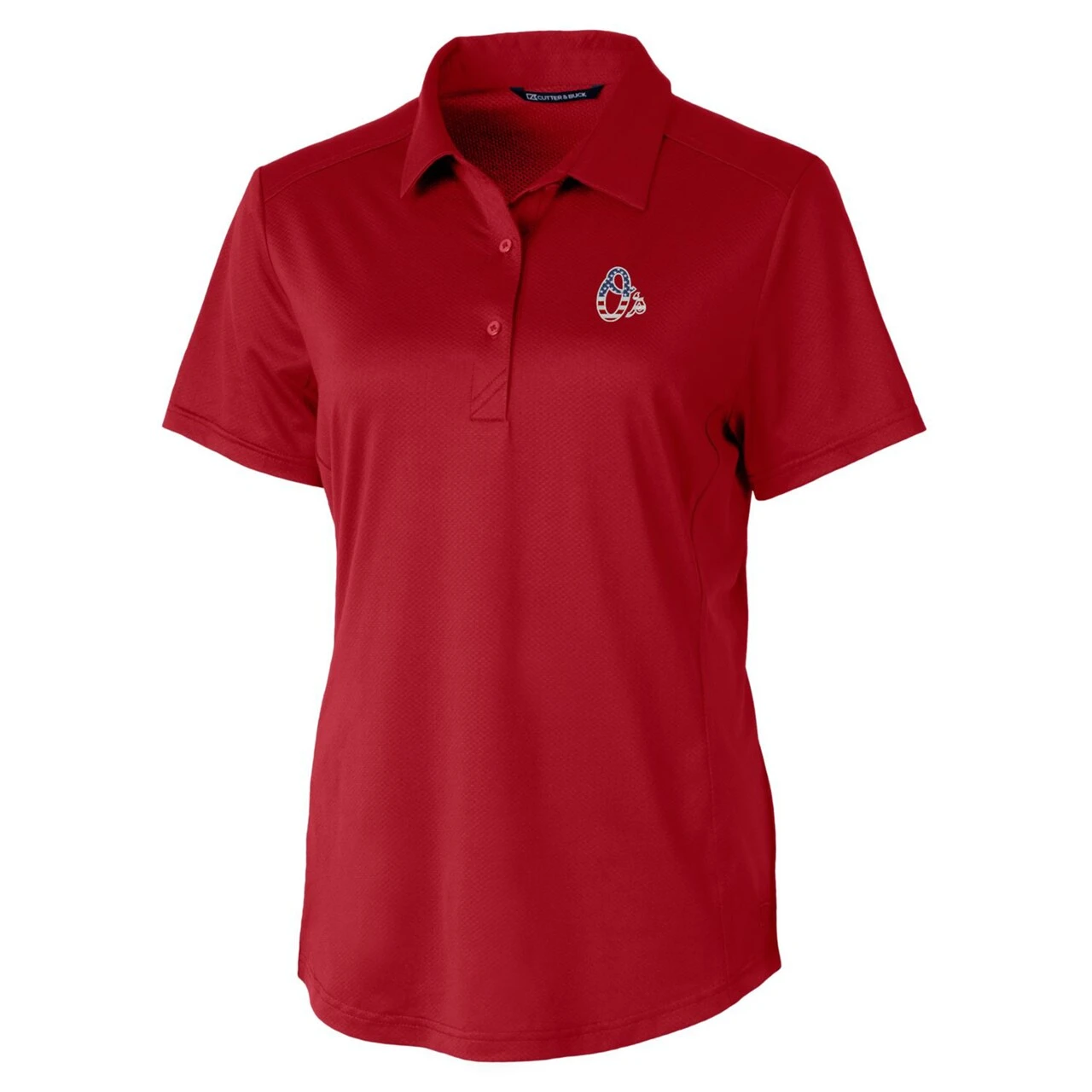 Women's Baltimore Orioles Cutter & Buck Cardinal Americana Logo Prospect DryTec Textured Stretch Polo 4 Women's Baltimore Orioles Cutter & Buck Cardinal Americana Logo Prospect DryTec Textured Stretch Polo - Image 2