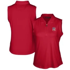 Women's New York Yankees Cutter & Buck Cardinal Americana Logo DryTec Forge Stretch Sleeveless Polo