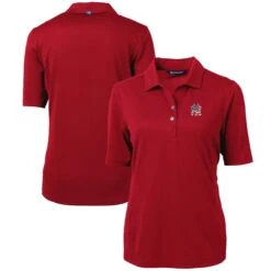Women's New York Yankees Cutter & Buck Cardinal Americana Logo DryTec Virtue Eco Pique Recycled Polo