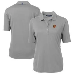 Women's Baltimore Orioles Cutter & Buck Gray DryTec Virtue Eco Pique Recycled Polo