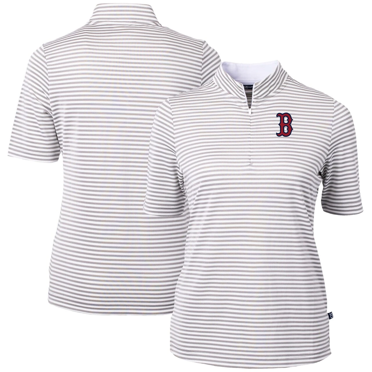 Women's Boston Red Sox Cutter & Buck Gray Virtue Eco Pique Stripe Top 3 Women's Boston Red Sox Cutter & Buck Gray Virtue Eco Pique Stripe Top