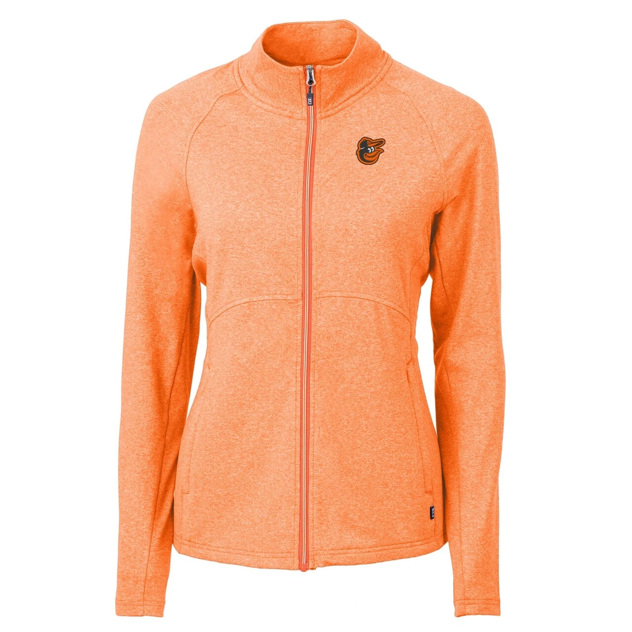 Women's Baltimore Orioles Cutter & Buck Heather Orange Adapt Eco Knit Raglan Full-Zip Jacket 4 Women's Baltimore Orioles Cutter & Buck Heather Orange Adapt Eco Knit Raglan Full-Zip Jacket - Image 2