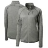 Women's Texas Rangers Cutter & Buck Heathered Gray Mainsail Sweater-Knit Full-Zip Jacket -Baseball Peripherals Store womens cutter and buck heathered gray texas rangers mainsail sweater knit full zip jacket pi4804000 altimages ff 4804308 40878921dca43975a7b8alt1 full