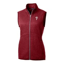 Women's Philadelphia Phillies Cutter & Buck Heathered Red Mainsail Sweater-Knit Full-Zip Vest -Baseball Peripherals Store womens cutter and buck heathered red philadelphia phillies mainsail sweater knit full zip vest pi4804000 altimages ff 4804185 20b242ae108816c3115balt2 full