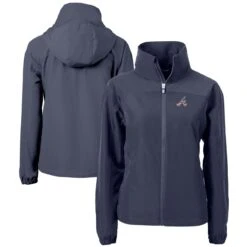Women's Atlanta Braves Cutter & Buck Navy Charter Eco Recycled Full-Zip Jacket