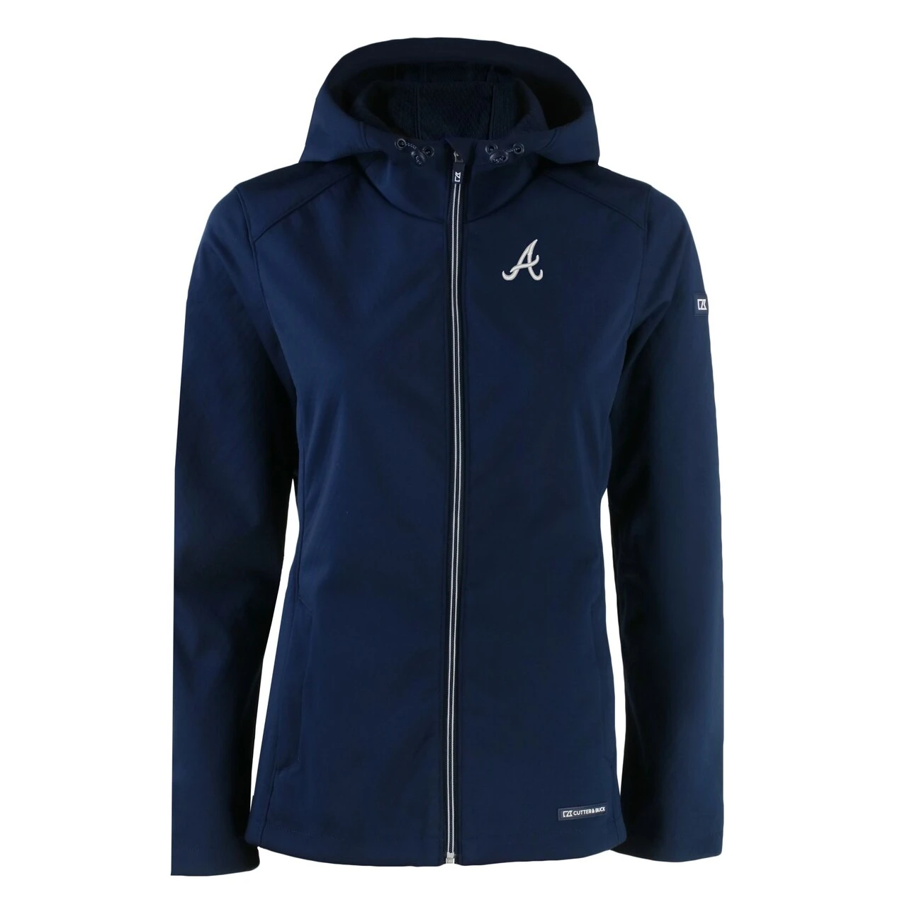 Women's Atlanta Braves Cutter & Buck Navy Evoke Eco Softshell Recycled Full-Zip Jacket 4 Women's Atlanta Braves Cutter & Buck Navy Evoke Eco Softshell Recycled Full-Zip Jacket - Image 2