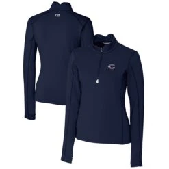 Women's Cincinnati Reds Cutter & Buck Navy Americana Logo DryTec Traverse Stretch Quarter-Zip Pullover Top