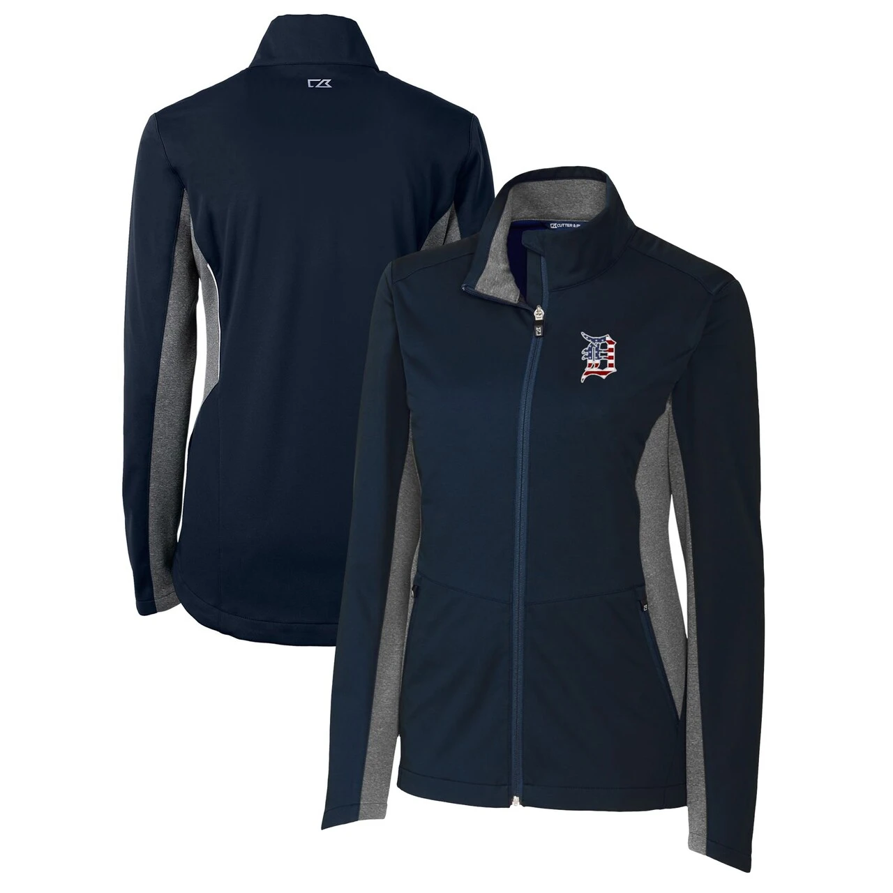 Women's Detroit Tigers Cutter & Buck Navy Americana Logo Navigate Softshell Full-Zip Jacket 3 Women's Detroit Tigers Cutter & Buck Navy Americana Logo Navigate Softshell Full-Zip Jacket