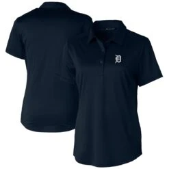 Baseball Peripherals Store 13 Women's Detroit Tigers Cutter & Buck Navy Prospect Textured Stretch Polo